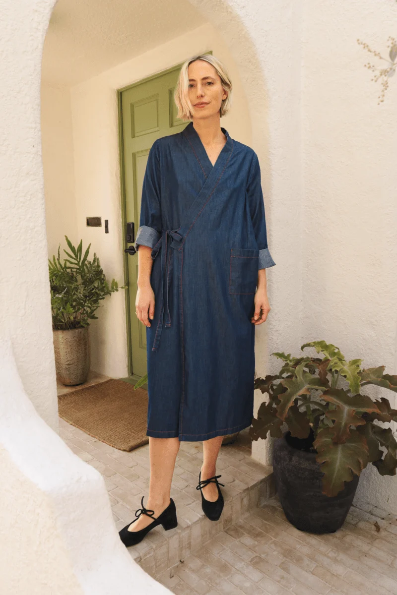 The 'Aydin' Long Sleeve Dress - Chambray - Image 14