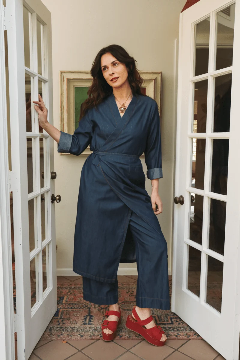 The 'Aydin' Long Sleeve Dress - Chambray - Image 16