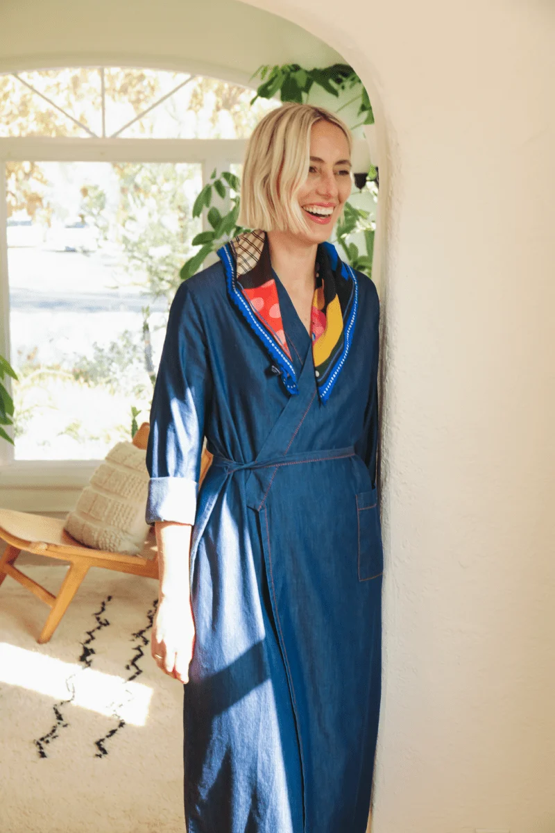 The 'Aydin' Long Sleeve Dress - Chambray - Image 5