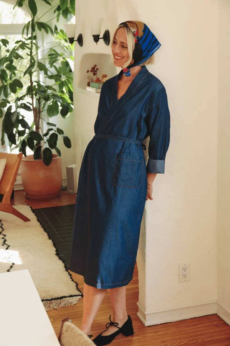 The 'Aydin' Long Sleeve Dress - Chambray - Image 7