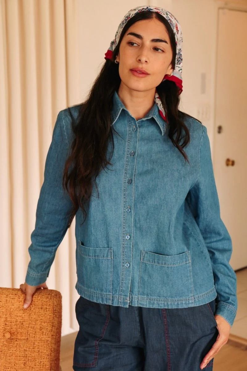 *NEW* Limited Edition Melek Cropped Denim Shirt - Light Wash - Image 4