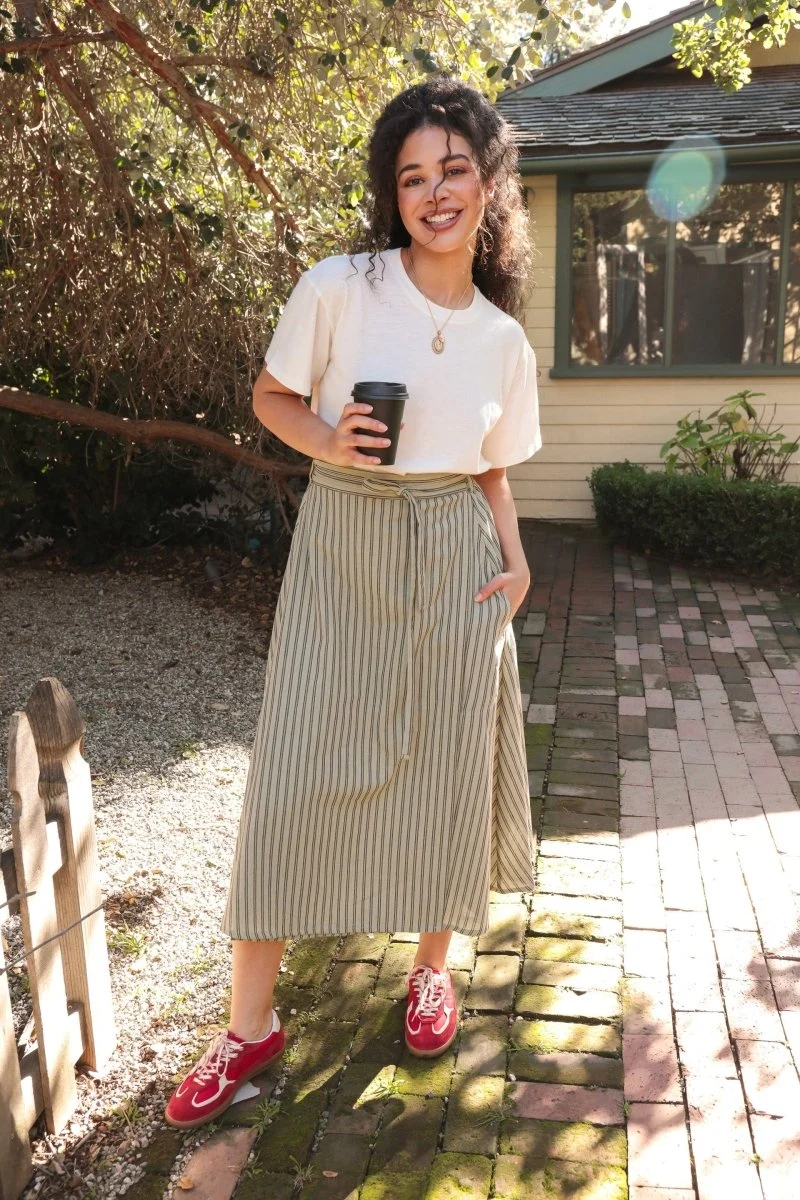 *NEW* Abla A-Line Wrap Skirt - Minted Stripe - Image 4