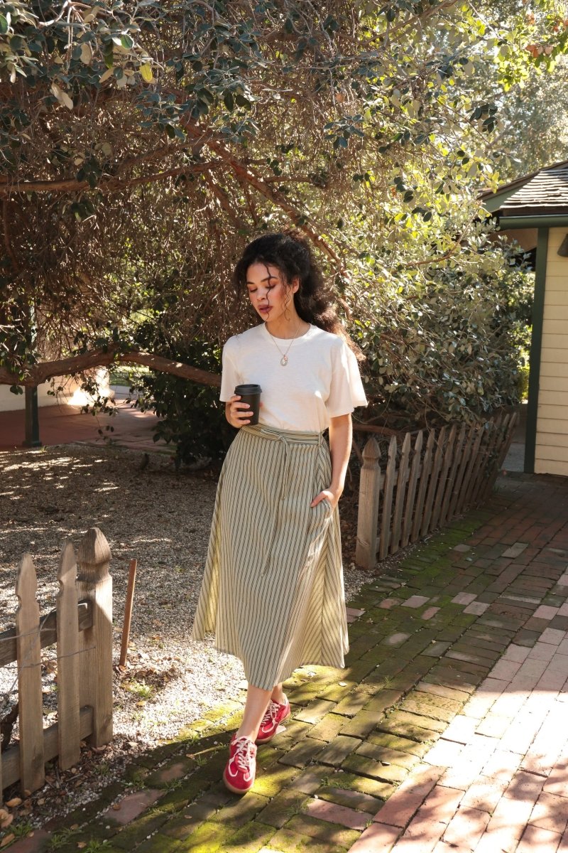 *NEW* Abla A-Line Wrap Skirt - Minted Stripe - Image 6
